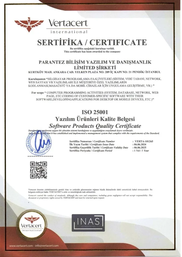 ISO 25001 Sertifikası