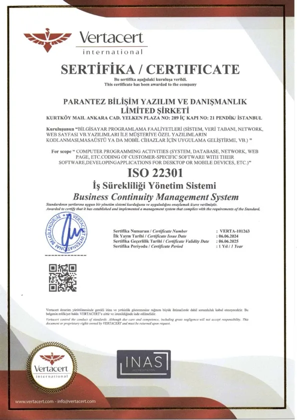 ISO 22301 Sertifikası