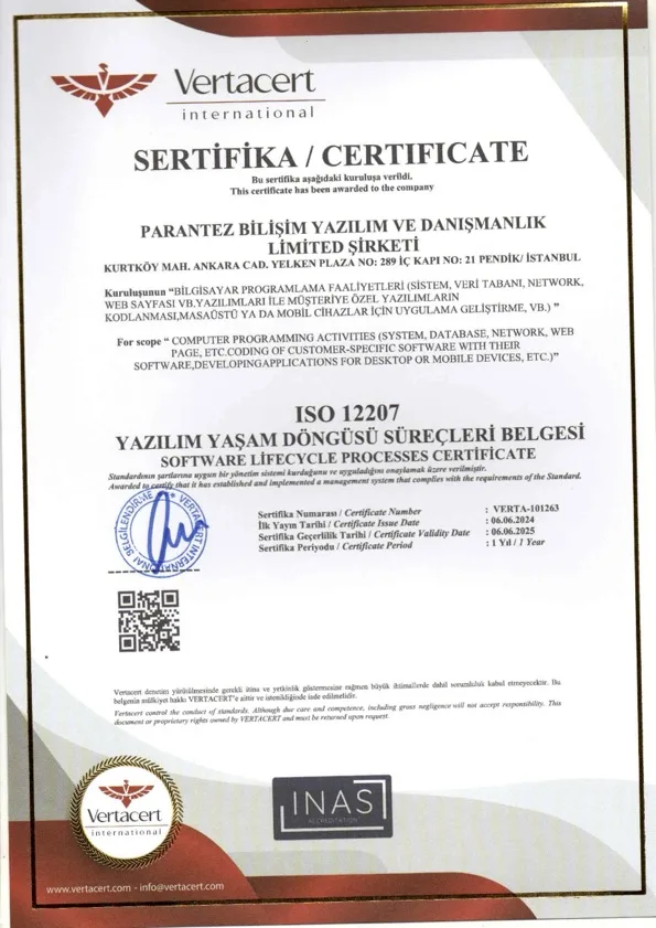 ISO 12207 Sertifikası
