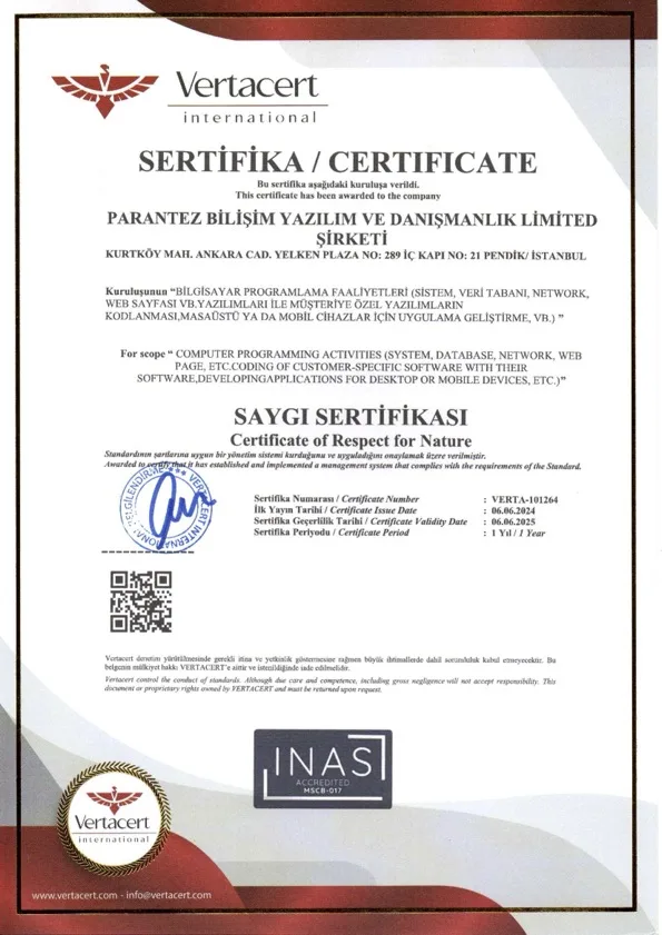 Doğaya Saygı Sertifikası