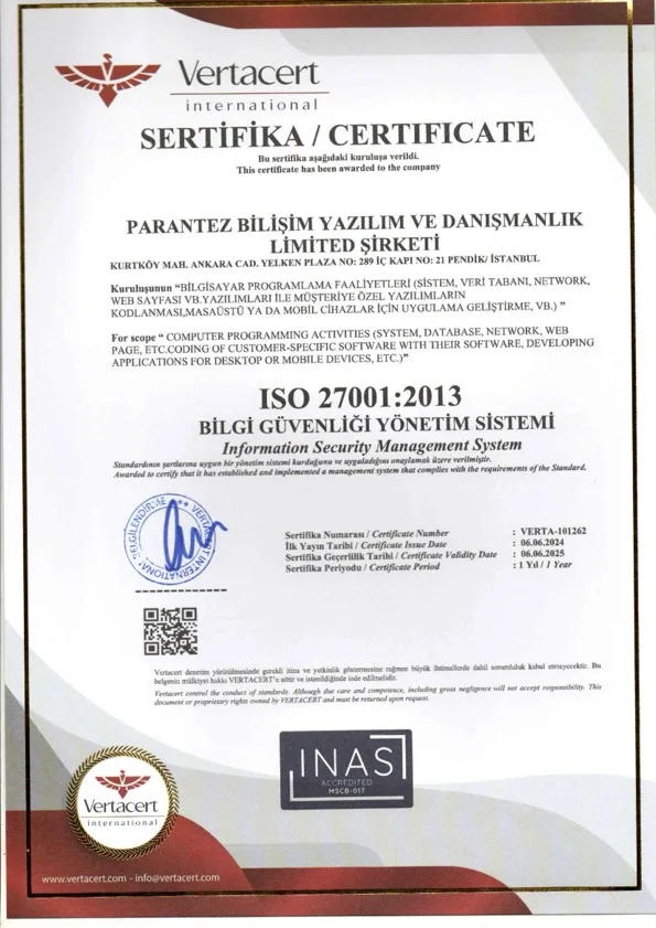 ISO 27001 Sertifikası